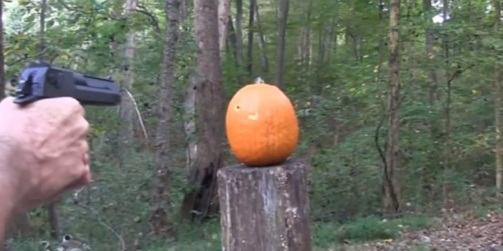 Pumpkin carving with a gun