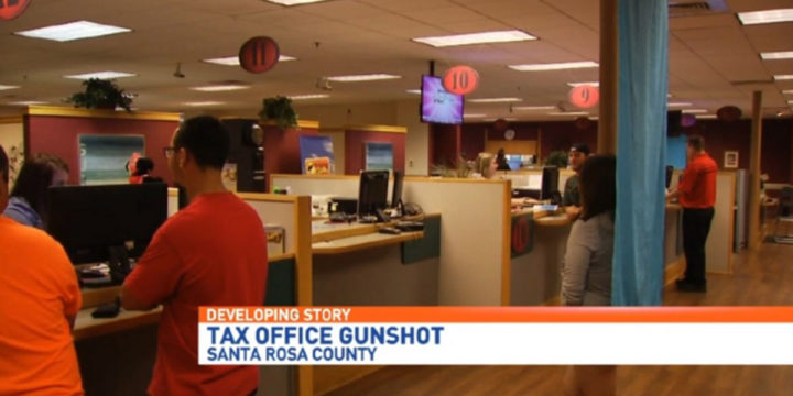 Gun goes off in tax collectors office
