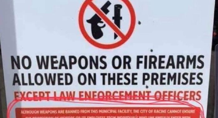 Firearms prohibited sign cut