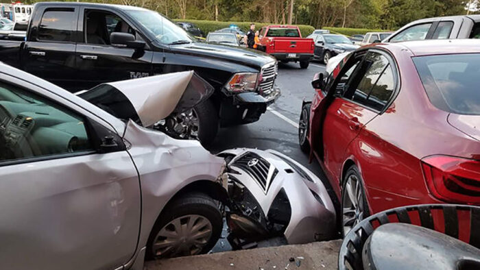 Armed citizen man ramming cars