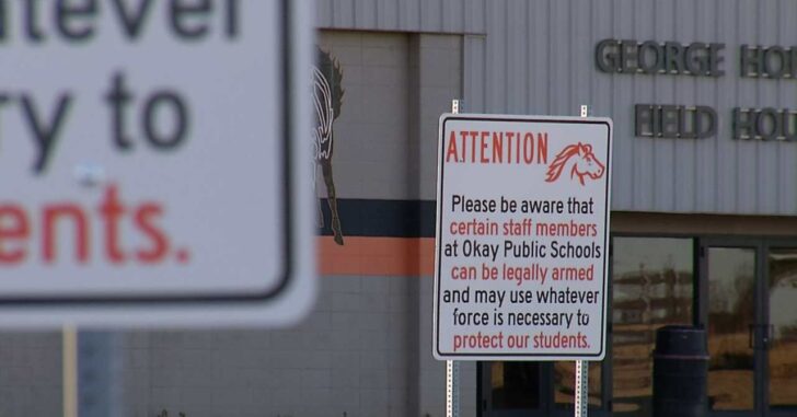 School In Oklahoma Puts Up Sign Warning Of Armed Staff
