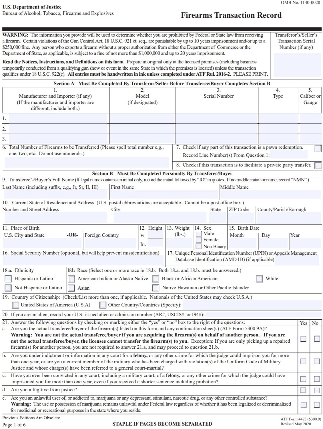 Printable 4473 Form - Printable Calendar