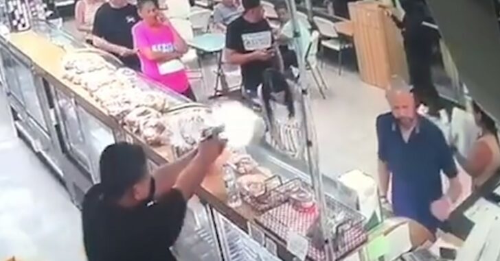 Armed Guard And Armed Patron Handle Armed Robber