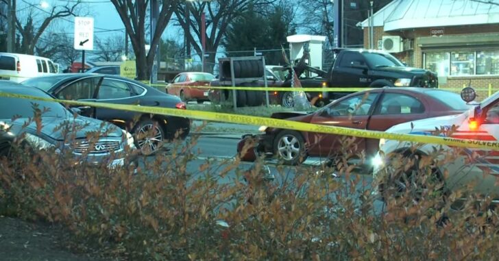 Aftermath of a fatal shooting near Washington, D.C. gas station.