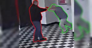 Two figures in a confrontation.