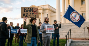 Gun control protest with signs