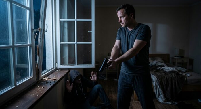 Armed Resident Halts Night Intruder During Forced Bedroom Break-In